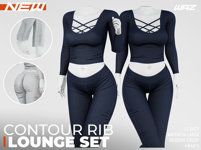 WAZ - Contour Rib Lounge Set (Navy)