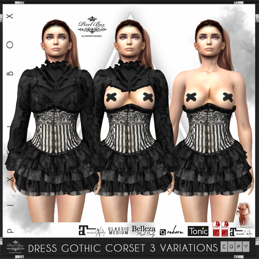 Pixel Box - Dress Gothic corset 3 Variations