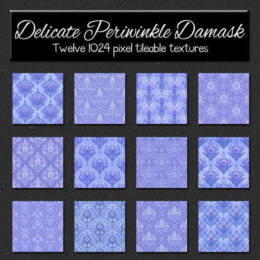 *Wallflowers* Delicate Periwinkle Damask