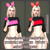 STRIPED SWEATER  OUTFIT-Valentine's Day Red&Pink