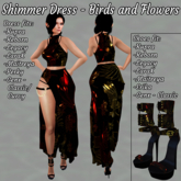 Dress and Shoes - Bird and Flowers Shimmer - RedYellow