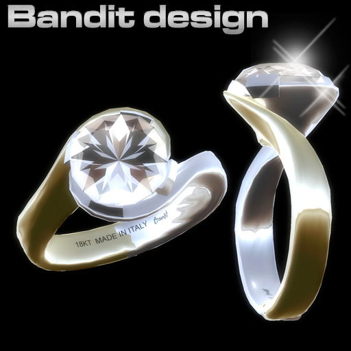 SOLITAIRE DIAMOND RING "Tornado" by bandit jewelry -full reflective -transferable  engagement