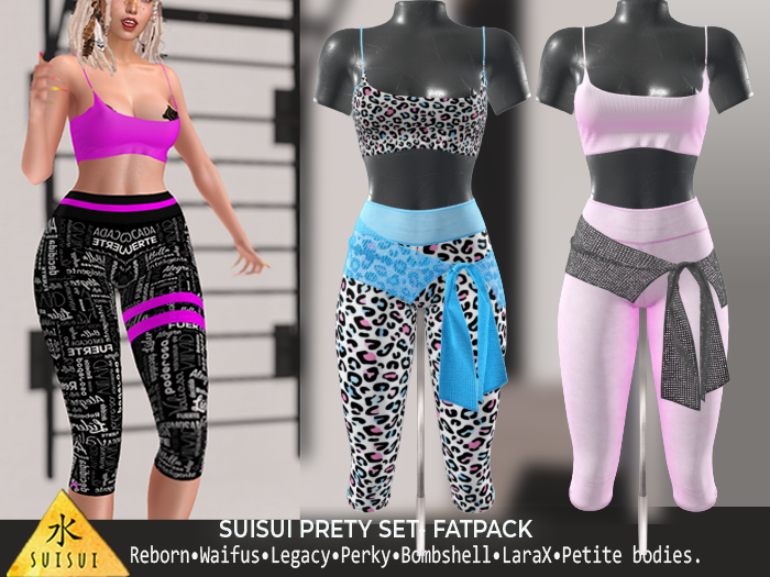 SUISUI Prety Set-Crop Top-Capri-Scarf-FATPACK
