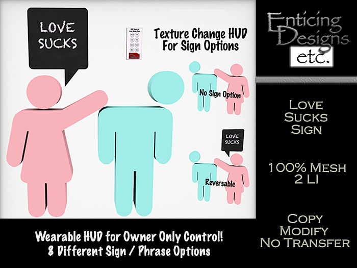 etc. Love Sucks Sign - 2LI