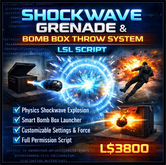 Shockwave Grenade & Bomb Box Throw System LSL Script – Physics Push Explosion with Smart Rez Launcher – Full Permission