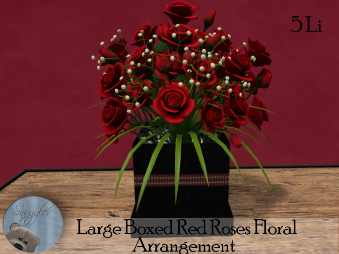 Large Boxed Red Roses Floral Arrangement  By Snuggles 