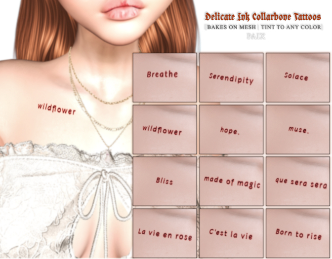 [PAIX] Delicate Ink Collarbone Tattoos - [FATPACK] Valentines Day/Love/Promo/Sale/