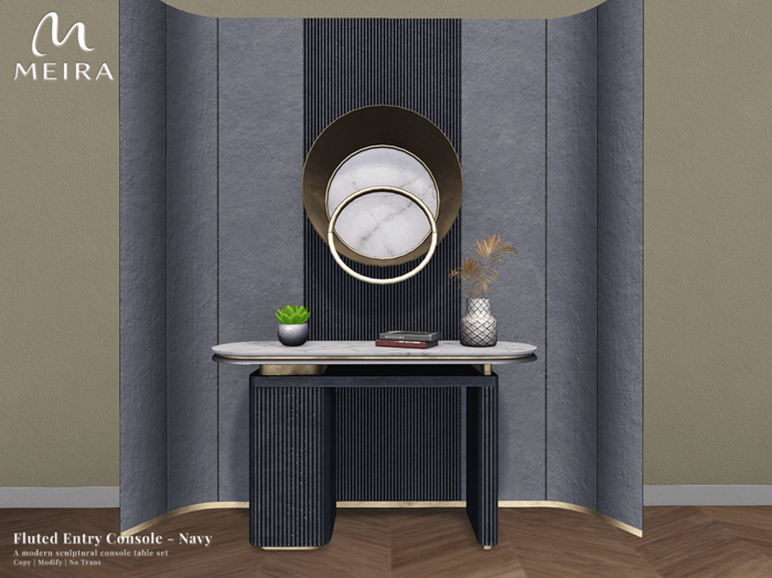 Meira Fluted Entry Console - Navy