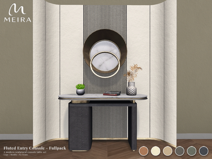 Meira Fluted Entry Console - Fullpack