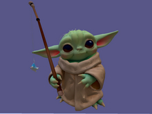 Baby Yoda with fishing pole