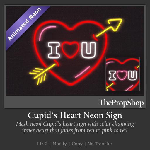 TPS Neon Cupid's Heart Sign