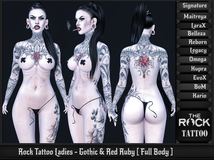 Rock Tattoo Ladies - Gothic & Red Ruby [ Full Body ]