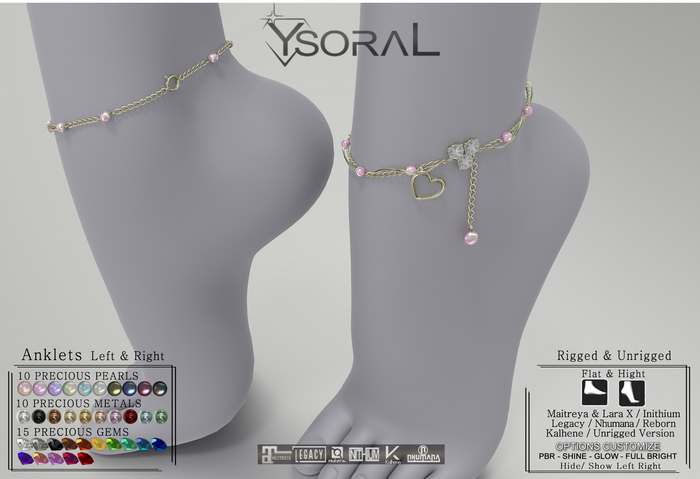 ~~ YsoraL ~~ .:Anklets Lyla :. (Rigged & Unrigged) 