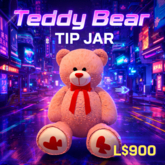 Cute Teddy Bear DJ Tip Jar – Interactive Total Tips Counter with Top Tipper Display & Thank You Message | Second Life Sc