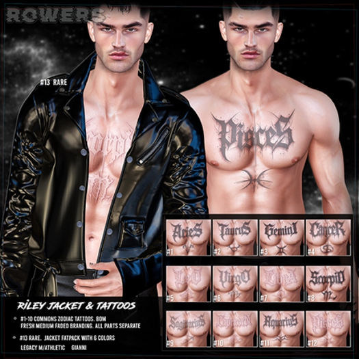 ROWERS. Riley tattoo. Leo #5-BOX