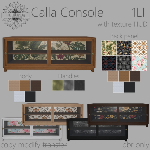 ~LLc~ Calla Console 1LI w. texture HUD