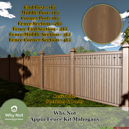 Why Not - Appin Fence Kit-Mahogany-Add Me