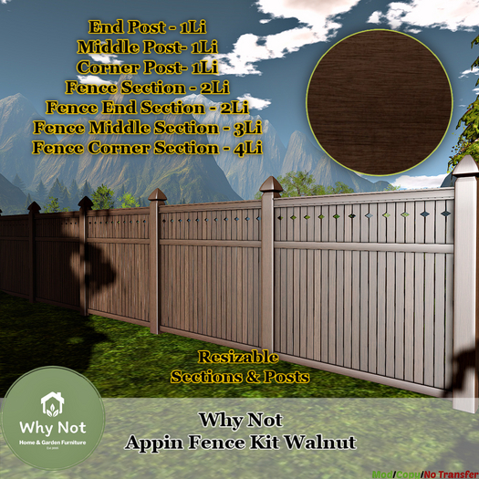 Why Not - Appin Fence Kit-Walnut-Add Me
