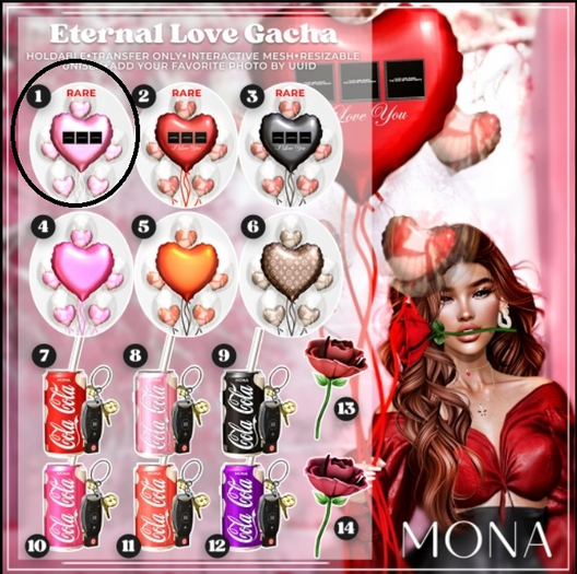 1. MONA - Love Balloons - Photo Pink RARE
