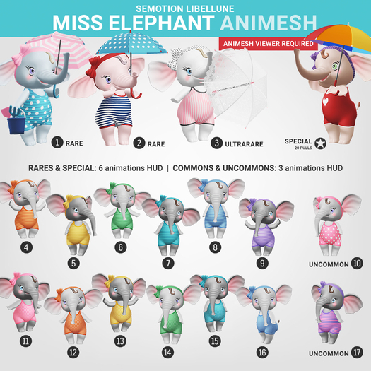 SEmotion Libellune Miss Elephant Animesh #2 RARE