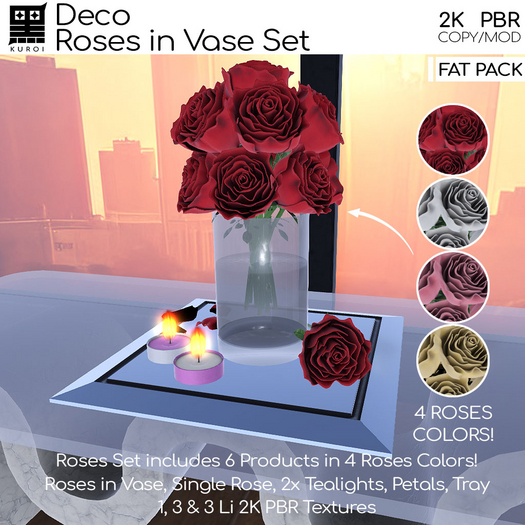 Kuroi - Roses in Vase Set FAT PACK