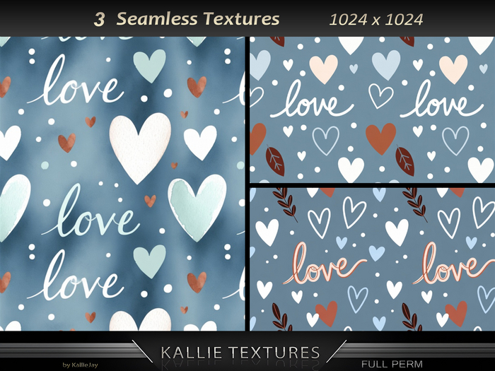KJ Blue Romantic Textures Seamless