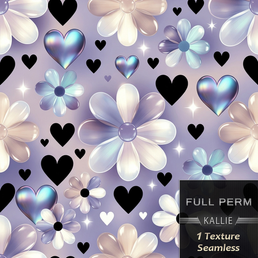KJ Heart Floral Texture Seamless