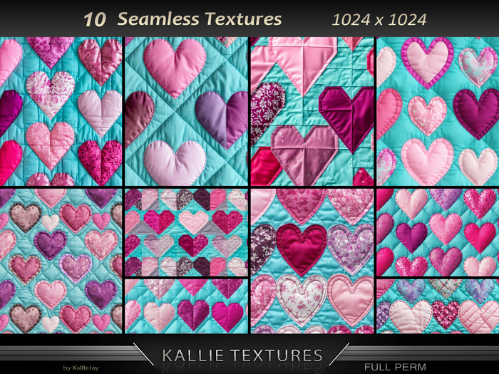 KJ Hearts Patchwork Textures Seamless