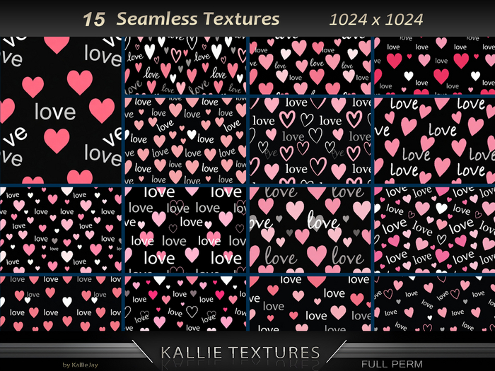 KJ Love Text Textures Seamless