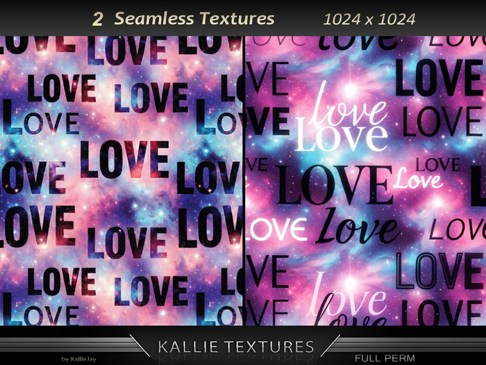 KJ Neon Love Text Textures Seamless