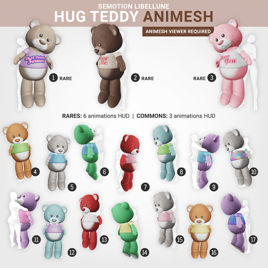 SEmotion Libellune Hug Teddy Animesh #1 RARE