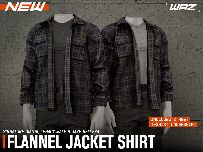 WAZ - Flannel Jacket Shirt (Multi Navy)