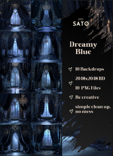 SATO - Dreamy Blue backdrops (UNPACK)