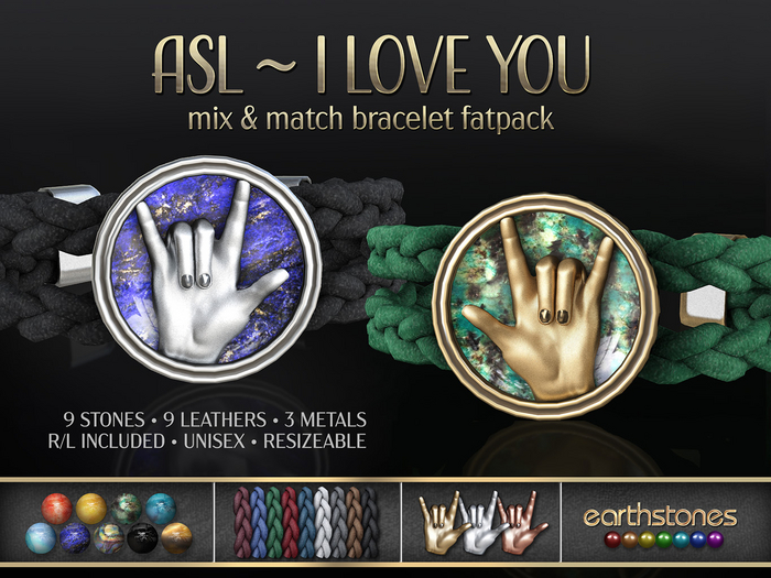 EarthStones ASL I Love You Bracelet Fatpack ~ Style B