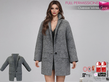 Full Perm Female Oversized Open Front Houndstooth Winter Coat for Maitreya 5.3 LaraX Ebody Reborn Legacy Belleza Slink