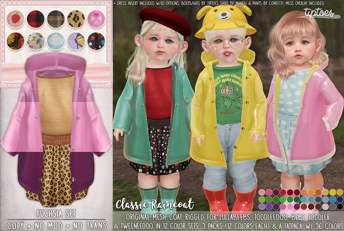 . tiptoes - Classic Raincoat - Fuchsia Set