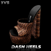 YVS DASH CHUNKY HEELS GATOR BROWN