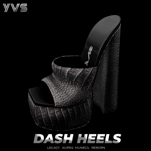 YVS DASH CHUNKY HEELS GATOR BLACK 