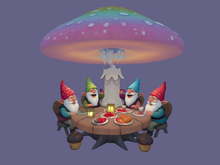 A gnome family,  under a rainbow mushroom FULL PERM