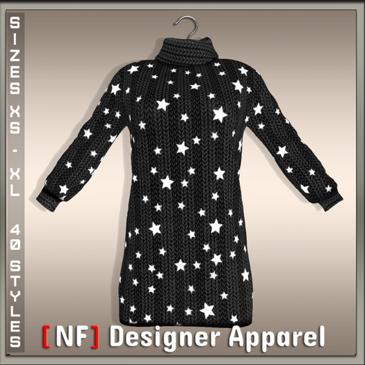 [NF] Glennis Sweater - Black Stars - Sizes XXS-L