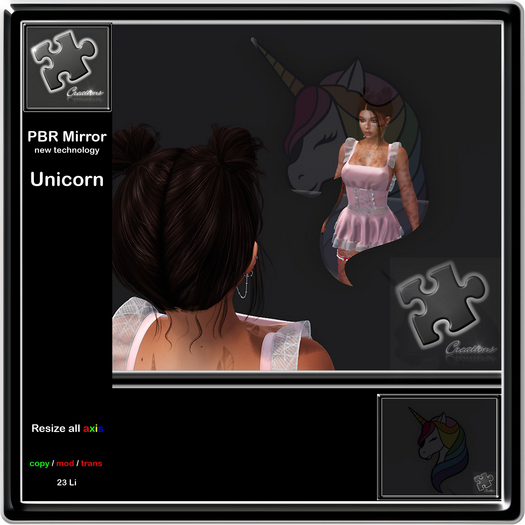 Mirror Spiegel  *new* PBR Unicorn Einhorn with resize script