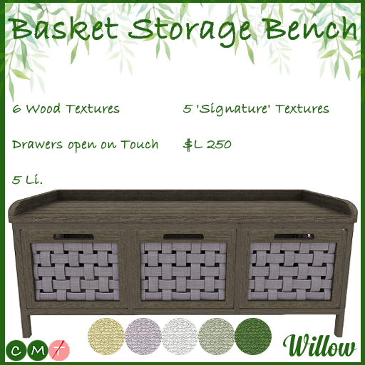 Willow Basket Storage Bench 'Signature'  (ADD ME)