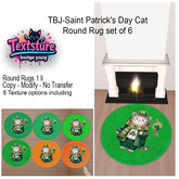 TBJ-Saint Patrick's Day Cat Round Rug set of 6