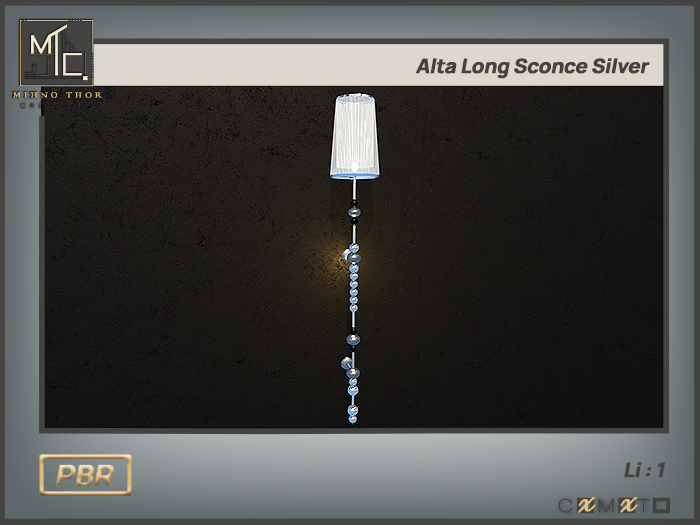 Aplique de pared larga Alta plateada