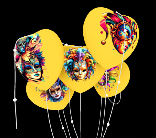 Carnaval yellow Mask Balloons 