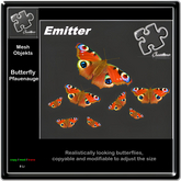 butterfly / schmetterling / pfauenauge / emitter / real / animiert / 3d / wing beat / sculpty/ garde