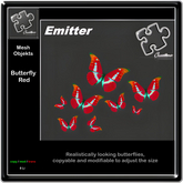 red / rot / butterfly / schmetterling / emitter / real / animiert / 3d / wing beat / sculpty