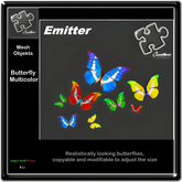 butterfly / schmetterling / emitter / real / animiert / 3d / wing beat / sculpty/ garden/ multi colo