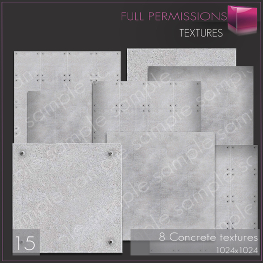 Full Perm 8 Concrete Textures 15 Builder's Kit Set