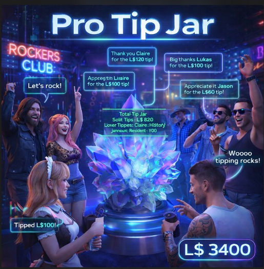 Pro Tipper V1 Rotating Crystal Tip Jar – Copy/Mod Donation System with Built-in LSL Script, Hover Stats, Tip History & A